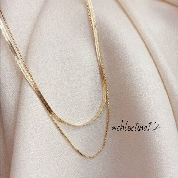 ✨NEW 18k Gold Choker Layered Snake Chain Necklace - Picture 5 of 5